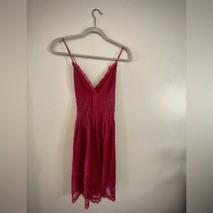 Red Lace Strappy Back Dress - Size Medium